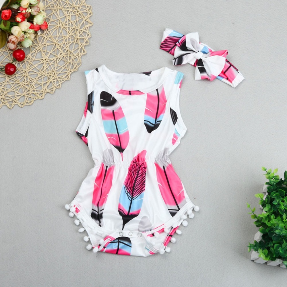 Feather Romper with Headband